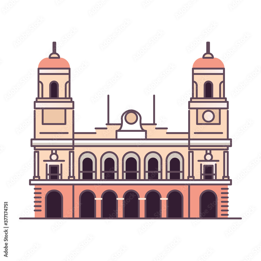 Isolated church builder world construction famous icon- Vector