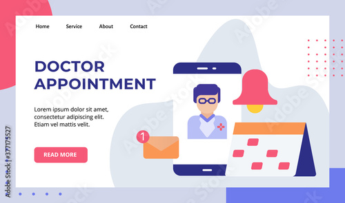 Doctor appointment smartphone screen schedule calendar reminder email notification campaign for web website home homepage landing page template banner with modern flat style