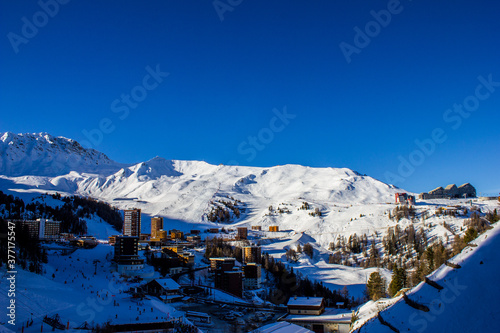 View of La Plagne Ski Resort, France