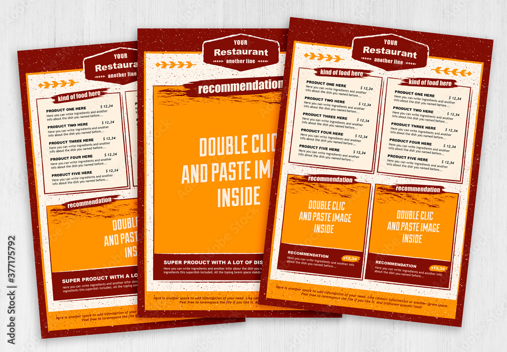 Rustic Food Drink Menu Layout Stock Template | Adobe Stock