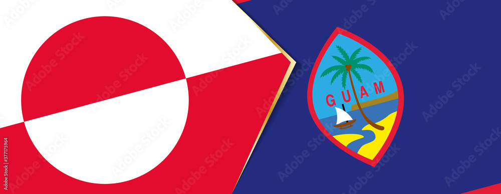 Greenland and Guam flags, two vector flags. Greenland and Guam flags, two vector flags.