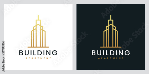 building apartment with line art style, logo design inspiration