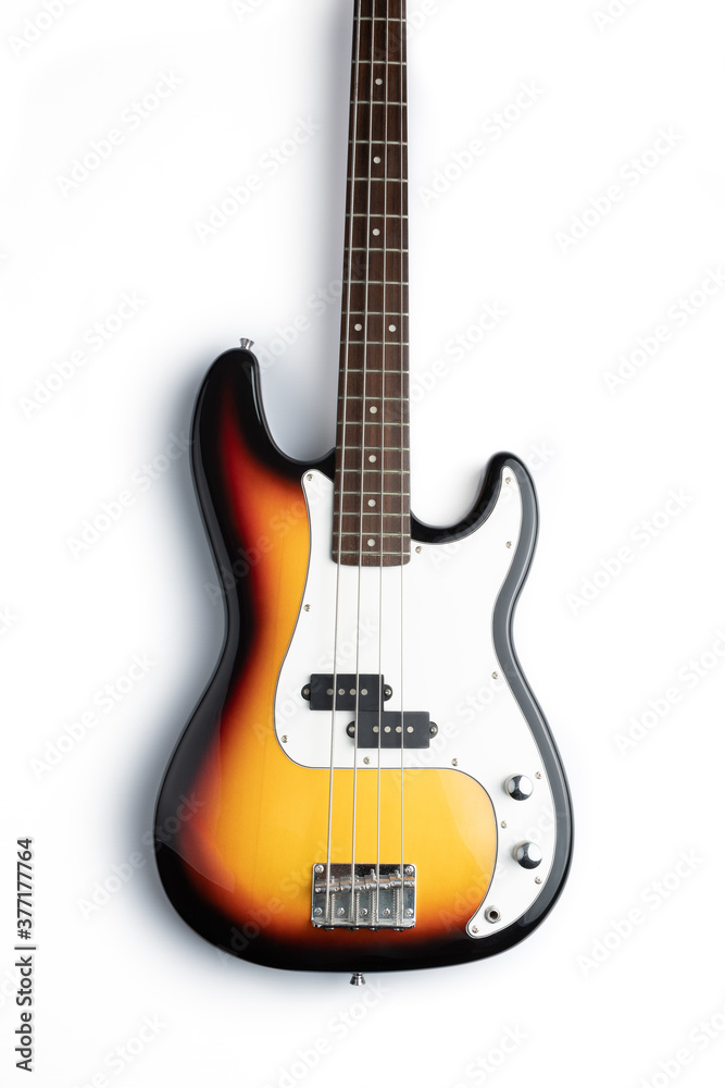 Electric bass guitar isolated on a white background