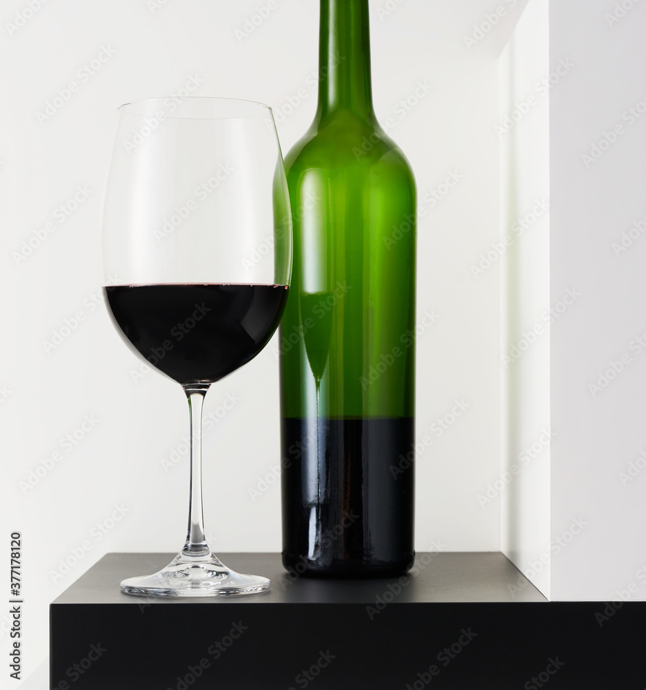 Glass of Red Wine with Bottle Glass of Red Wine with Bottle