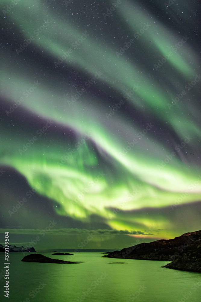 Northern light aurora in the sky