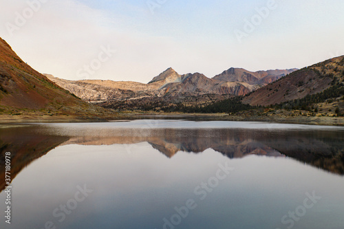 lake reflection at saddlebag lake.  photo