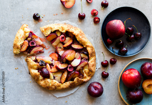 Sweet Plum Cherry and Nectarine Galette Tart