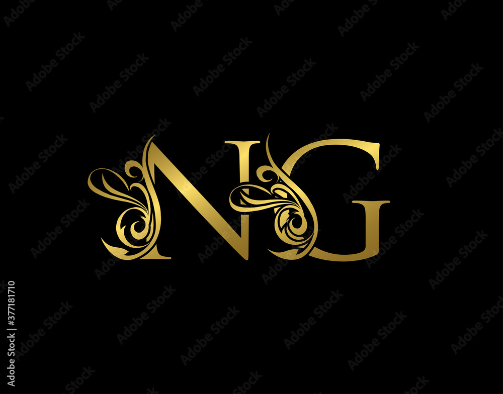 Gold N, G and NG Luxury Letter Logo Icon. Graceful royal style. Luxury alphabet arts logo. Gold N, G and NG Luxury Letter Logo Icon. Graceful royal style. Luxury alphabet arts logo.