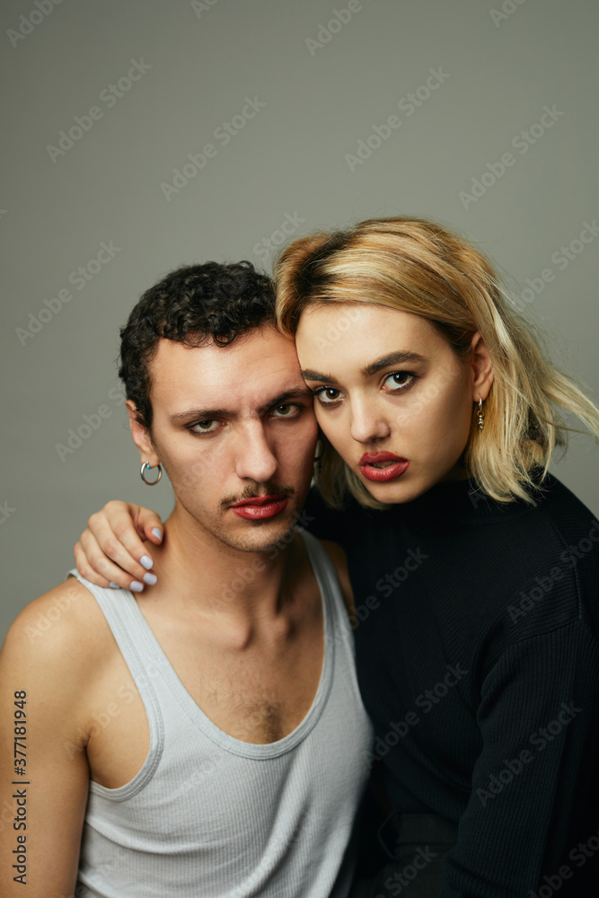 Couple with red lipstick Couple with red lipstick