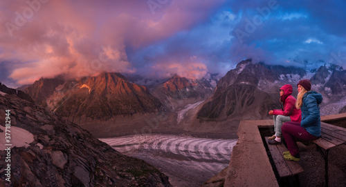 Majestic mountain sunset in the Alps photo