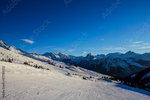 View of a Ski Slope above Champagny-en-Vanoise, French Alps