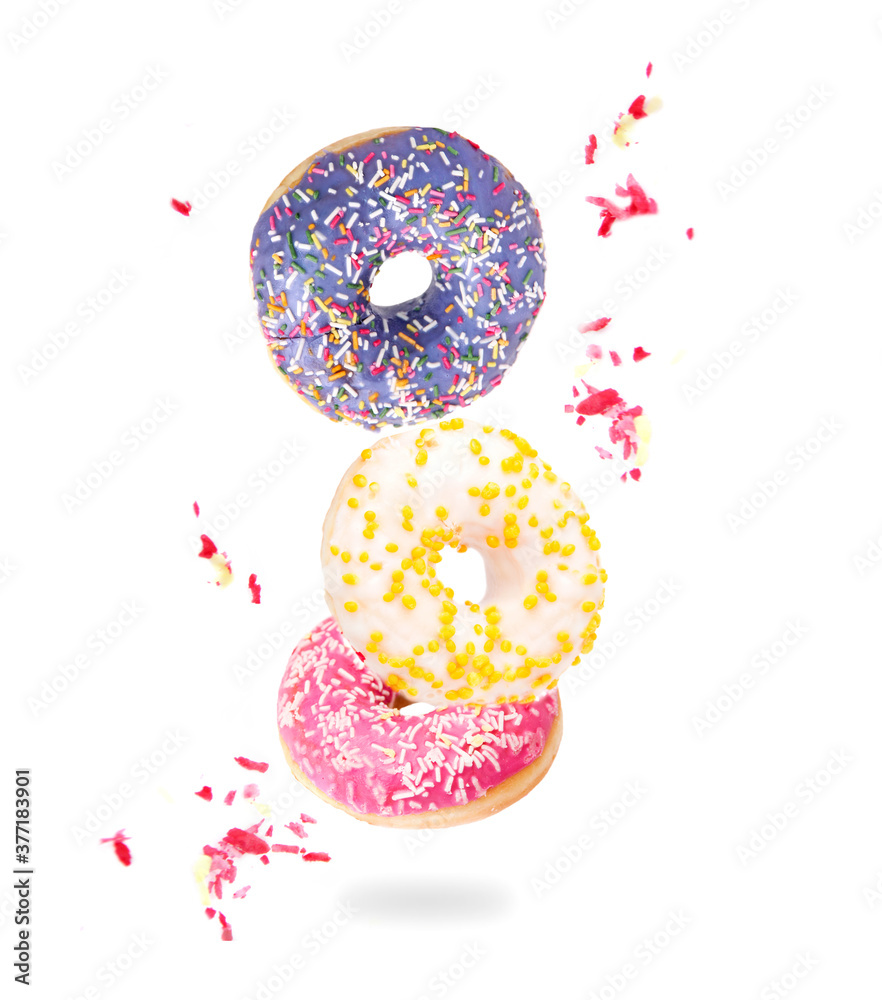 Fresh colored donuts isolated on white background
Fresh colored donuts isolated on white background