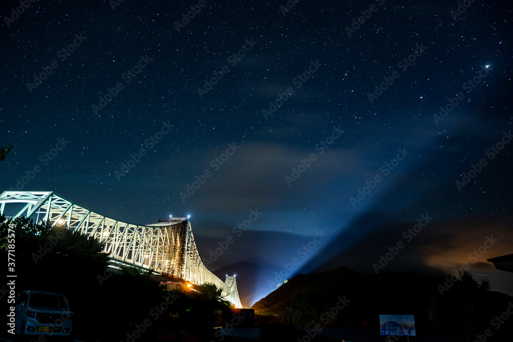 長崎県平戸市　星空と生月大橋