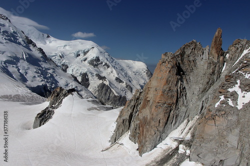 Superb views of the snowy alps from France and Italy around Mont Blanc. 