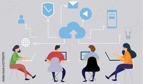 Professional business teleworkers connecting online and working from home for their corporate company, remote working and networks concept
