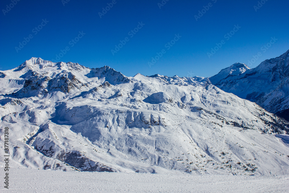 View of Mountains above Champagny en Vanoise, Trois Vallees