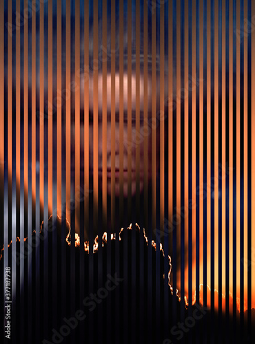 Mystical abstract portrait made in the technique of collage