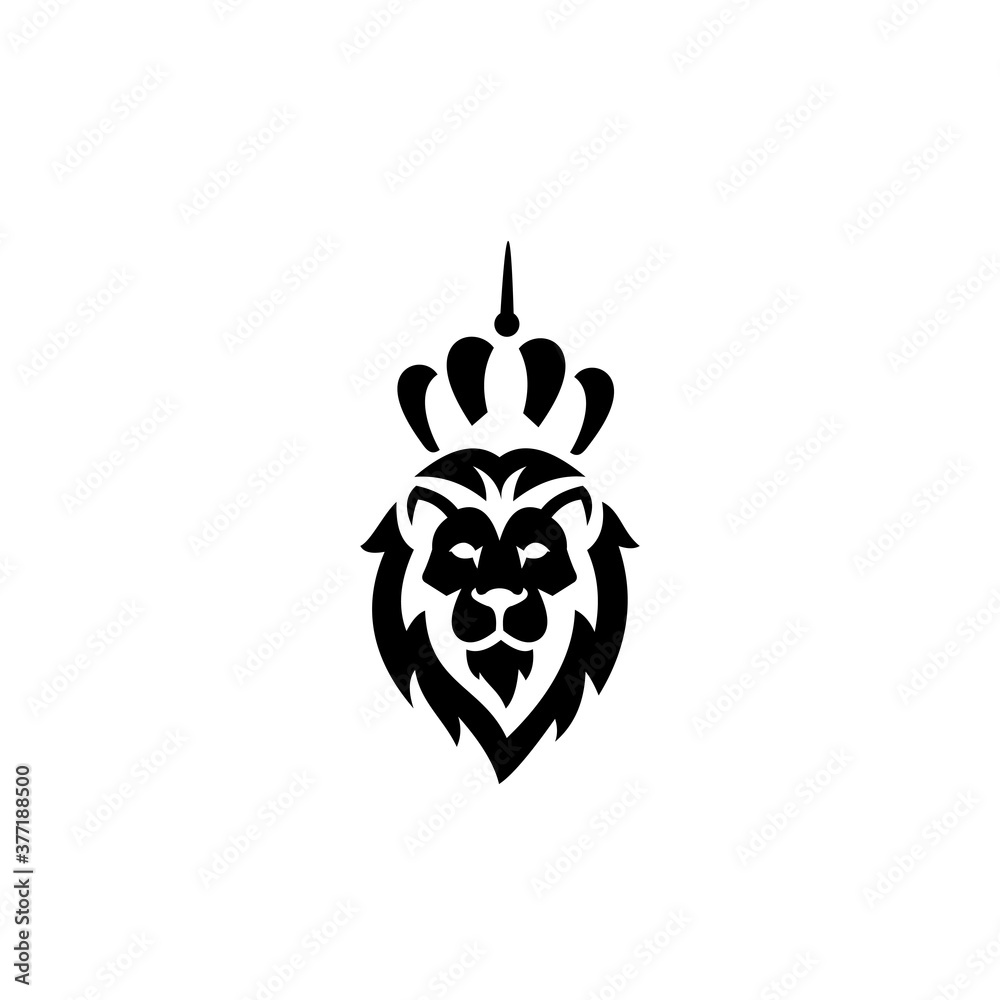Fototapeta premium Lion head and crown vector. Elements for brand identity.