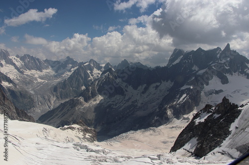 Superb views of the snowy alps from France and Italy around Mont Blanc. 