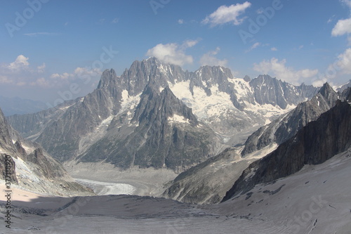 Superb views of the snowy alps from France and Italy around Mont Blanc. 
