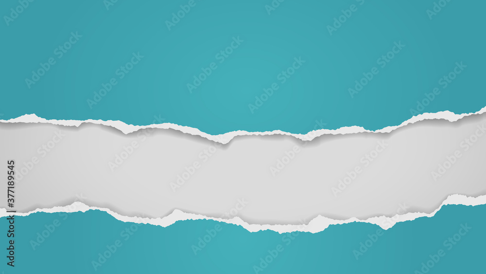 Torn of blue paper are on white background for text, advertising or design. Vector illustration