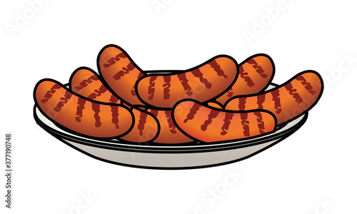 dish with sausages food isolated icon