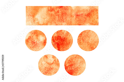 Orange watercolor paper texture abstract background, elements for your design/logo. Fall, autumn mood.