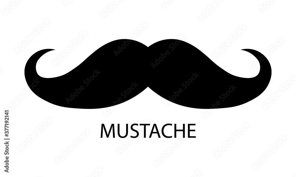 Flat black mustache icon. Vector illustration eps 10 Flat black mustache icon. Vector illustration eps 10