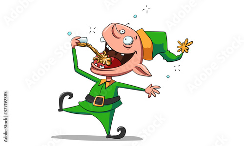 Boy Drunk Elf Funny Christmas Cartoon Character