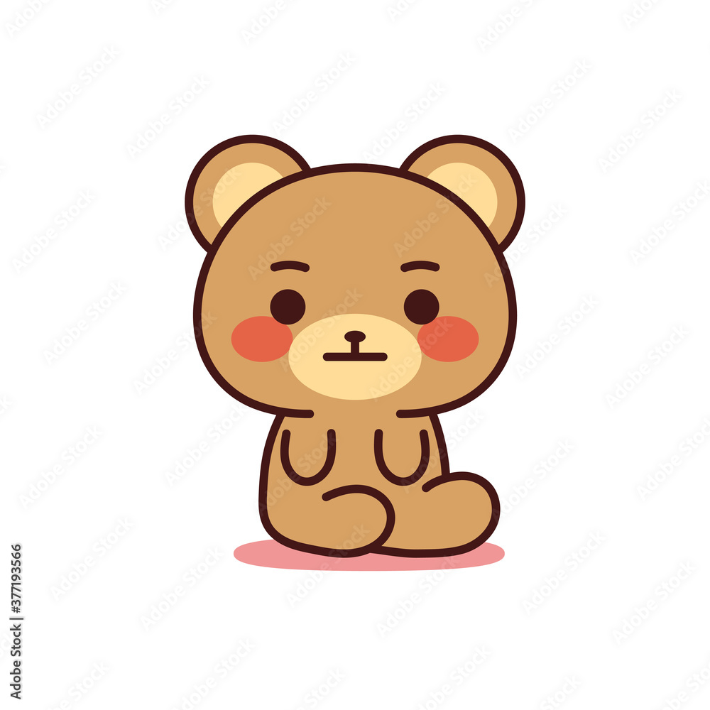 Isolated sitting bear kawaii. Emoji of a bear - Vector Isolated sitting bear kawaii. Emoji of a bear - Vector