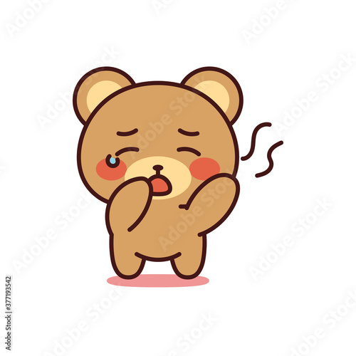 Isolated bear crying kawaii. Emoji of a bear - Vector