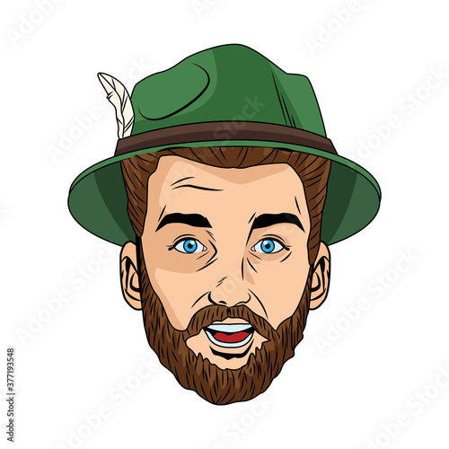 german man wearing tyrolean hat head character