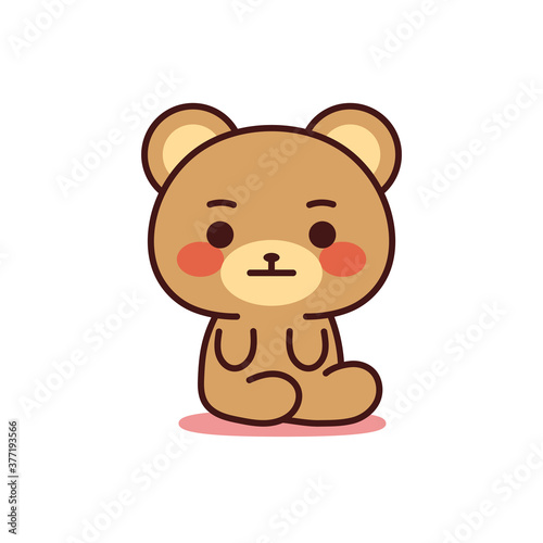Isolated sitting bear kawaii. Emoji of a bear - Vector