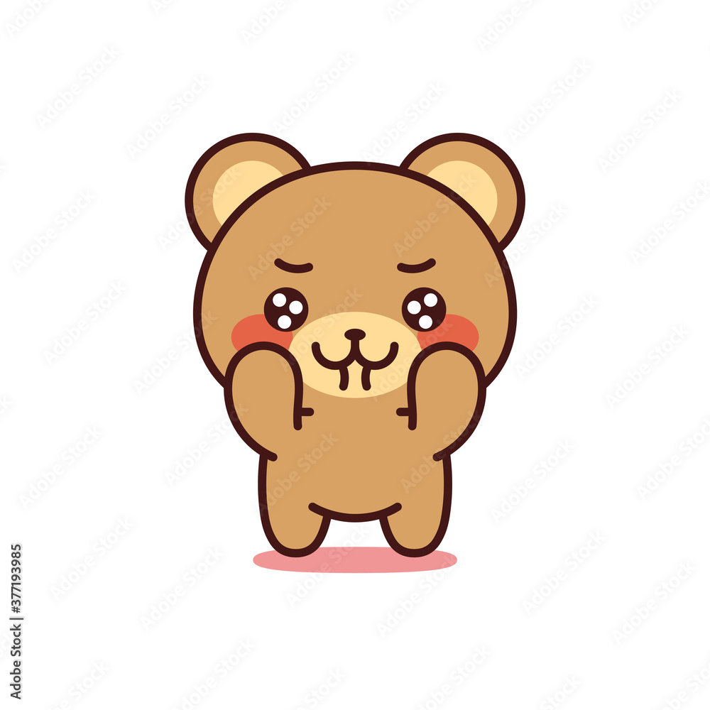 Isolated bear in love kawaii. Emoji of a bear - Vector Isolated bear in love kawaii. Emoji of a bear - Vector