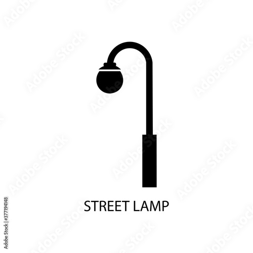 Street lamp black sign icon. Vector illustration eps 10