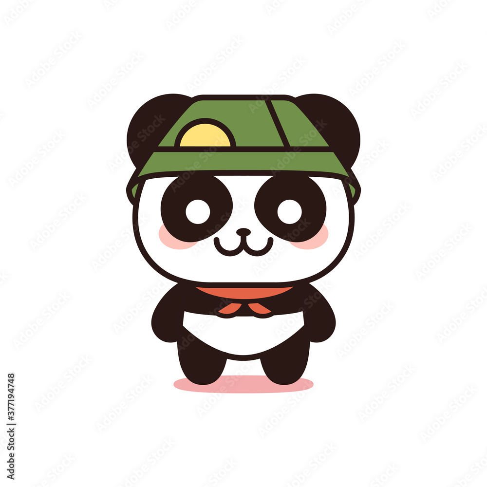 Isolated bear kawaii with scarf and hat - Vector