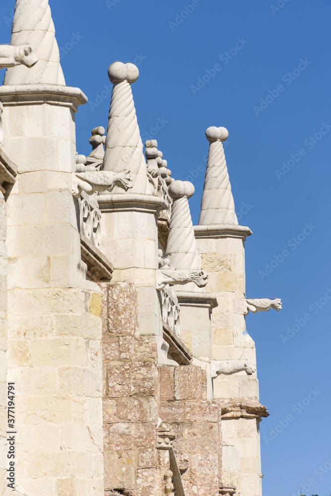 detail of sculptures of The Monastery of Jesus in Setubal, Portugal