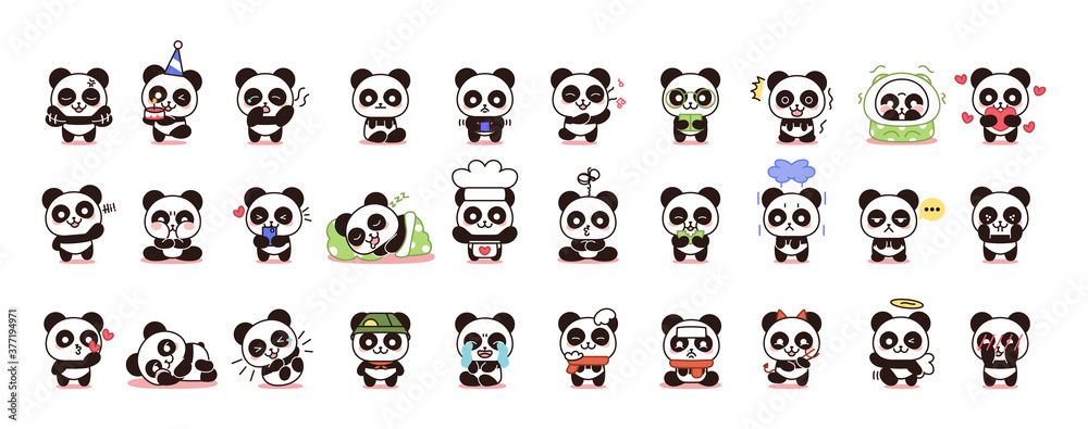 Set of bears kawaii emojis - VEctor illustration