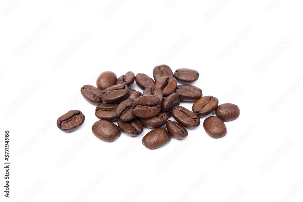 Roasted coffee beans isolated on white background Roasted coffee beans isolated on white background