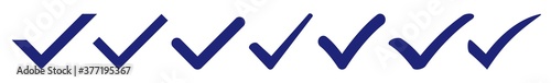 Check Mark Icon Blue | Checkmark Illustration | Tick Symbol | Voting Logo | Approved Sign | Isolated | Variations