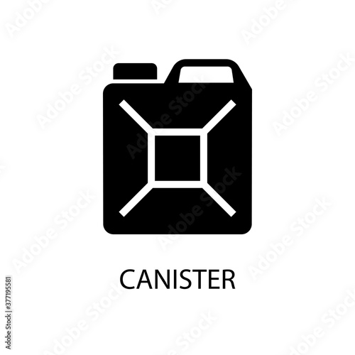 Black canister sign icon with gasoline. Vector illustration eps 10