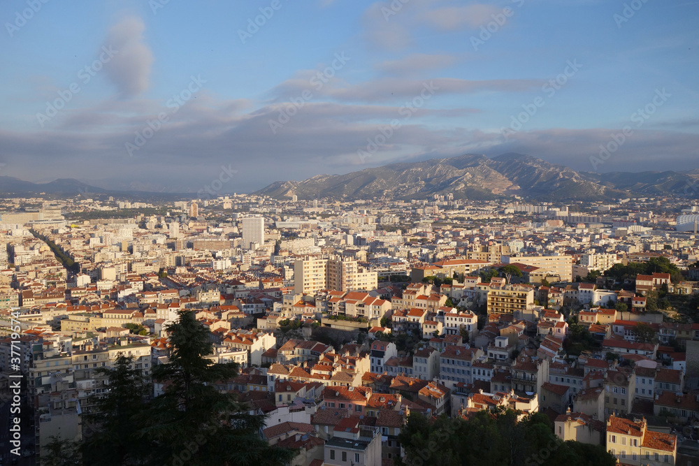 Marseille aerial panoramic view. Marseille is the second largest city of France.