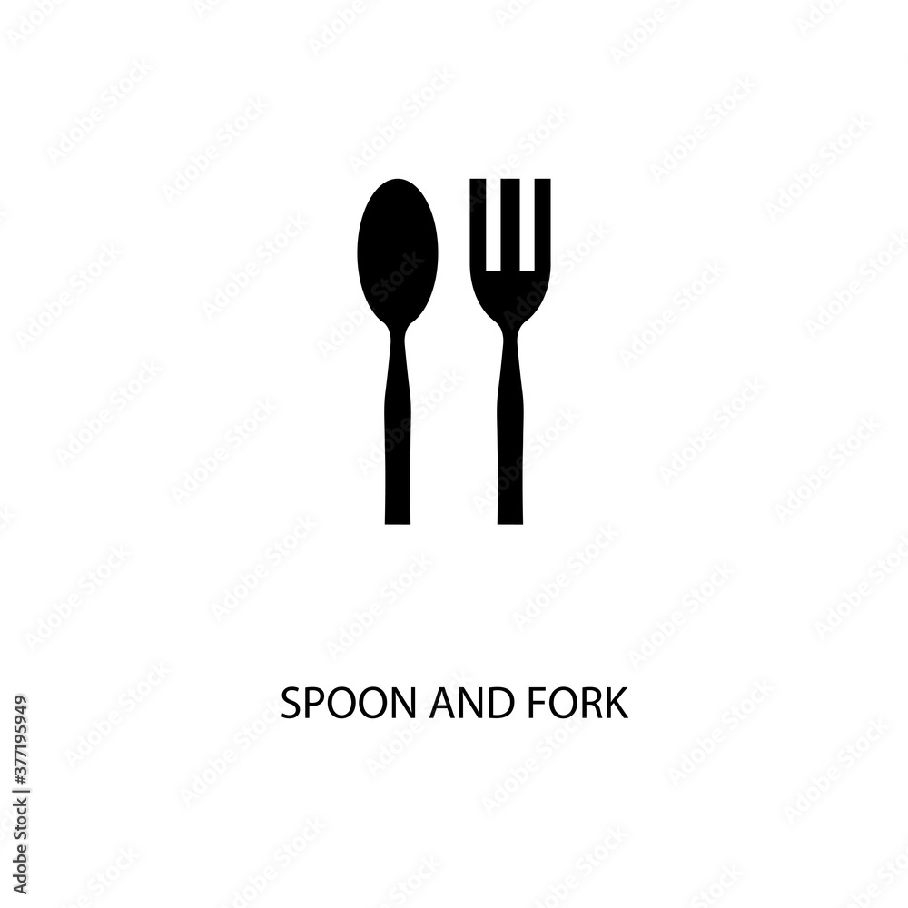 Icon of black sign spoon and fork. Vector illustration eps 10 Icon of black sign spoon and fork. Vector illustration eps 10