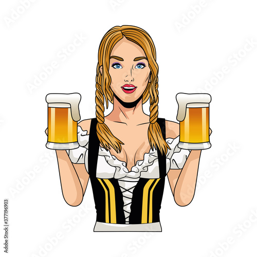 sexi german woman with beers character