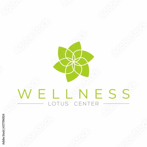 Lotus wellness spa logo template. Lotus flower logo. Abstract beauty spa salon logotype. Linear style flower. Sacred geometry. 