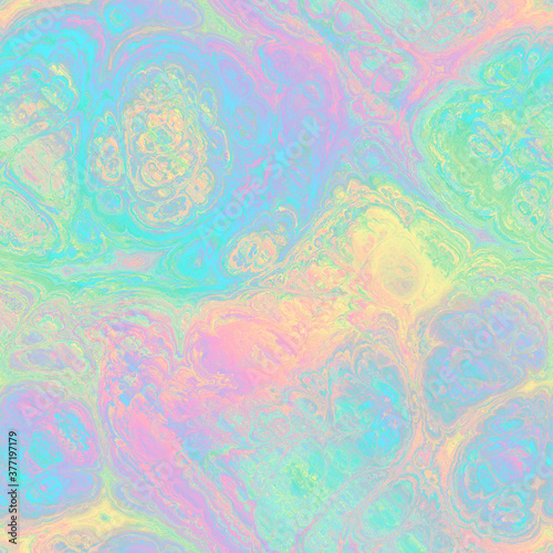 Seamless fractal marble vibrant ornate jpg pattern. High quality illustration. Intense and mysterious energetic seamless surface design. Detailed and vivid glowing marbled pattern.