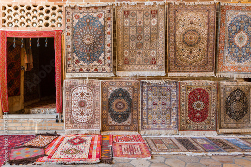 Hand made oriental carpets in Bukhara, Uzbekistan photo