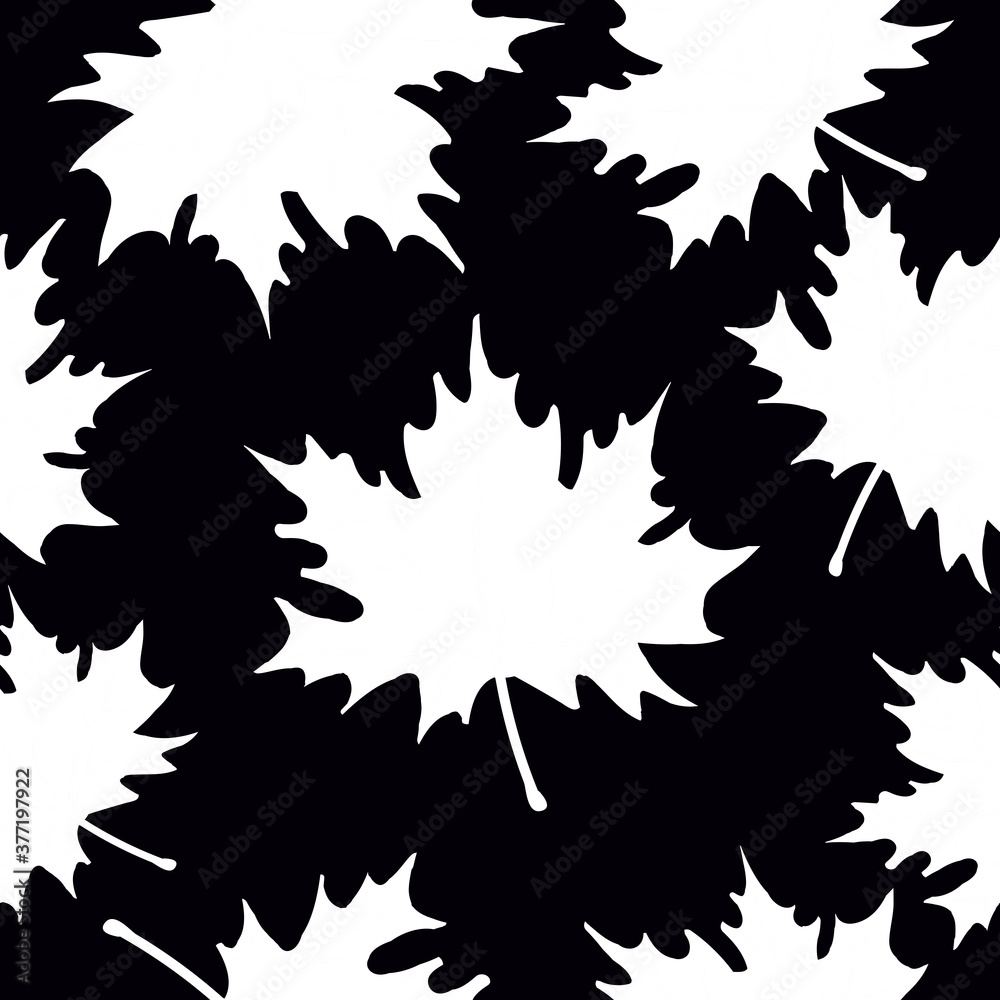 autumn pattern. white maple leaves on a black background.