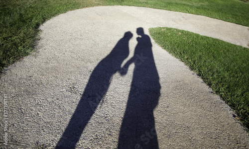 Shadows of couple in love