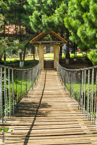 wooden bridge over the river